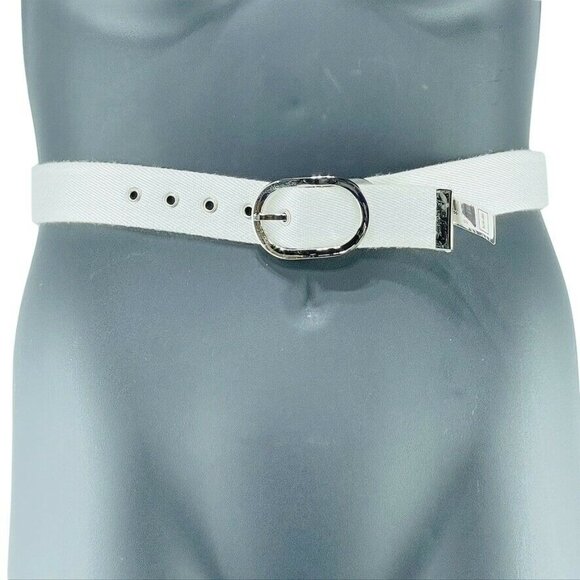 Nine West Womens Reversible Canvas Belt With Silver Buckle - Picture 2 of 7